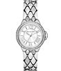 Color:Silver - Image 1 - Women's Silver Camille Three-Hand Pave Stainless Steel Crystal Quilted Bracelet Watch