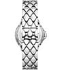 Color:Silver - Image 3 - Women's Silver Camille Three-Hand Pave Stainless Steel Crystal Quilted Bracelet Watch
