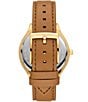 Color:Brown - Image 3 - Women's Slim Runway Analog Three-Hand Luggage Leather Strap Watch