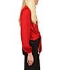 Color:Crimson - Image 3 - MICHAEL Michael Kors Animal Print Jacquard Crop Tie Blouse