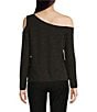 Color:Black/Gold - Image 2 - MICHAEL Michael Kors Asymmetrical Neck Long Cold Shoulder Sleeve Knit Shirt