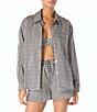 MICHAEL Michael Kors Boho Gingham Button Front Shirt Swim Cover-Up & Boho Gingham Elastic Waist Pull-On Short Swim Cover-Up - Image 4