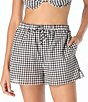 MICHAEL Michael Kors Boho Gingham Button Front Shirt Swim Cover-Up & Boho Gingham Elastic Waist Pull-On Short Swim Cover-Up - Image 5