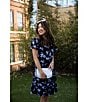 Color:Black/White - Image 5 - MICHAEL Michael Kors Botanical Wrap Front Flutter Sleeve Blouson Dress