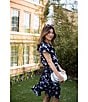 Color:Black/White - Image 6 - MICHAEL Michael Kors Botanical Wrap Front Flutter Sleeve Blouson Dress