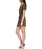 Color:Dark Camel - Image 4 - MICHAEL Michael Kors Cheetah Print Short Sleeve V-Neck Wrap Dress