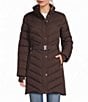MICHAEL Michael Kors Chevron Pattern Stand Collar Removable Hood Belted Zip Front Puffer - Image 1
