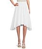 Color:White - Image 1 - MICHAEL Michael Kors Cotton Poplin High-Low Hem A-Line Midi Skirt