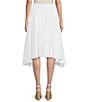 Color:White - Image 2 - MICHAEL Michael Kors Cotton Poplin High-Low Hem A-Line Midi Skirt