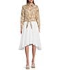 Color:White - Image 3 - MICHAEL Michael Kors Cotton Poplin High-Low Hem A-Line Midi Skirt