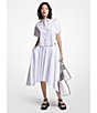 Color:White - Image 5 - MICHAEL Michael Kors Cotton Poplin High-Low Hem A-Line Midi Skirt