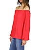 Color:Deep Pink - Image 4 - MICHAEL Michael Kors Crepe Pleated Off-the-Shoulder Blouse