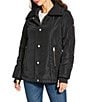 Michael Kors MICHAEL Michael Kors Faux Fur Stand Collar Long Sleeve Water Resistant Snap Front Active Jacket, Color:Black - Image 3