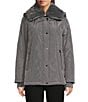 Michael Kors MICHAEL Michael Kors Faux Fur Stand Collar Long Sleeve Water Resistant Snap Front Active Jacket, Color:Gun Metal - Image 3