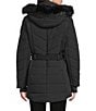 Michael Kors MICHAEL Michael Kors Faux Fur Strip Hooded Stand Collar Snap Front Active Jacket, Color:Black - Image 3