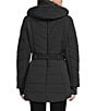 Michael Kors MICHAEL Michael Kors Faux Fur Strip Hooded Stand Collar Snap Front Active Jacket, Color:Black - Image 4