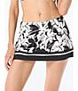 Color:Black - Image 1 - MICHAEL Michael Kors Floral Print Mid Waist Pull-On Swim Cover-Up Skirt