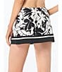 Color:Black - Image 2 - MICHAEL Michael Kors Floral Print Mid Waist Pull-On Swim Cover-Up Skirt