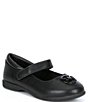 Color:Black - Image 1 - MICHAEL Michael Kors Girls' Amber Aiden Signature Logo Leather Mary Janes (Youth)