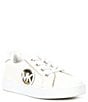 Color:White - Image 1 - MICHAEL Michael Kors Girls' Jem Poppy Logo Detail Slip-On Sneakers (Toddler)