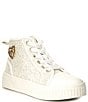 Color:White Glitter - Image 1 - MICHAEL Michael Kors Girls' Skate Glitter Split 3 Hi-Top Sneakers (Youth)