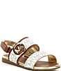 Color:Luggage/Pale Gold - Image 1 - MICHAEL Michael Kors Girls' Sydney Kenzie 2 Sandals (Youth)