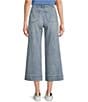 Color:Sky Haze Wash - Image 2 - MICHAEL Michael Kors High Rise Wide Leg Patch Pocket Button Fly Crop Jeans