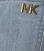 Color:Sky Haze Wash - Image 4 - MICHAEL Michael Kors High Rise Wide Leg Patch Pocket Button Fly Crop Jeans