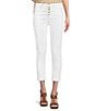 Color:White - Image 1 - MICHAEL Michael Kors Izzy Skinny Roll Hem Denim Crop Skinny Leg Jeans
