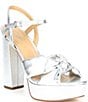 Color:Silver - Image 1 - MICHAEL Michael Kors Josie Knotted Platform Dress Sandals