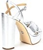 Color:Silver - Image 2 - MICHAEL Michael Kors Josie Knotted Platform Dress Sandals