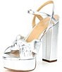 Color:Silver - Image 4 - MICHAEL Michael Kors Josie Knotted Platform Dress Sandals