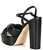 Color:Black - Image 3 - MICHAEL Michael Kors Josie Leather Knotted Ankle Strap Platform Dress Sandals