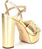 Color:Gold - Image 2 - MICHAEL Michael Kors Josie Metallic Knotted Ankle Strap Platform Dress Sandals