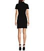 Color:Black - Image 2 - MICHAEL Michael Kors Knit Collared Button Front Ruched Dress