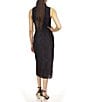 Color:Black - Image 2 - MICHAEL Michael Kors Lace Knit Mock Twist Neck Sleeveless Front Slit Hem Sheath Midi Dress