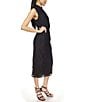 Color:Black - Image 3 - MICHAEL Michael Kors Lace Knit Mock Twist Neck Sleeveless Front Slit Hem Sheath Midi Dress