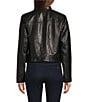 Color:Black/Gold - Image 2 - MICHAEL Michael Kors Genuine Lambskin Leather Moto Jacket