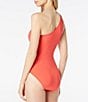 Color:Sea Coral - Image 2 - MICHAEL Michael Kors Logo Ring Underwire Tummy Control One Shoulder One Piece Swimsuit