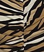 Color:Khaki - Image 3 - MICHAEL Michael Kors Long Sleeve Tiger Stripe Ruched Midi Dress