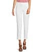 Color:White - Image 1 - MICHAEL Michael Kors Lux Tech Cotton Blend Stretch Slit Hem Slim Leg Pants