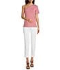 Color:White - Image 3 - MICHAEL Michael Kors Lux Tech Cotton Blend Stretch Slit Hem Slim Leg Pants