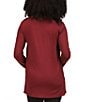 Color:Merlot - Image 2 - MICHAEL Michael Kors Mixed Woven Knit Layered Hem V-Neck 3/4 Sleeve Shirt