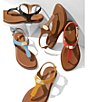 Color:Black - Image 3 - MICHAEL Michael Kors Leather MK Plate Thong Sandals