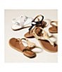 Color:Luggage - Image 3 - MICHAEL Michael Kors Leather MK Plate Thong Sandals