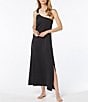 Color:Black - Image 1 - MICHAEL Michael Kors One Shoulder Neck High Slit Swim Cover-Up Maxi Dress