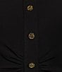 Color:Black - Image 3 - MICHAEL Michael Kors Plus Size Knit Collared Button Front Ruched Dress