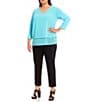 Color:Black - Image 3 - MICHAEL Michael Kors Plus Size Lux Tech Cotton Blend Stretch Slit Hem Flat Front Ankle Pants