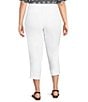 Color:White - Image 2 - MICHAEL Michael Kors Plus Size Lux Tech Woven Stretch Straight Leg Slit Hem Capri Pants