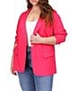 Color:Deep Pink - Image 1 - MICHAEL Michael Kors Plus Size Ponte Knit Notch Lapel Long Sleeve Button Front Blazer